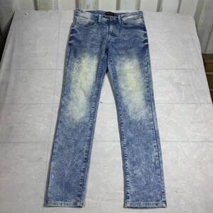 Southpole Mens Skinny Jeans Blue Denim Whisker Acid Wash 5-Pocket 30x32